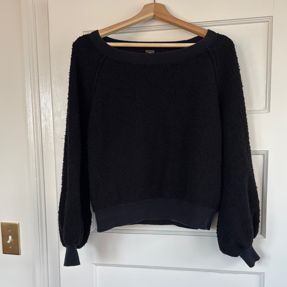 Free People Boucle Cozy Black Sweater Small